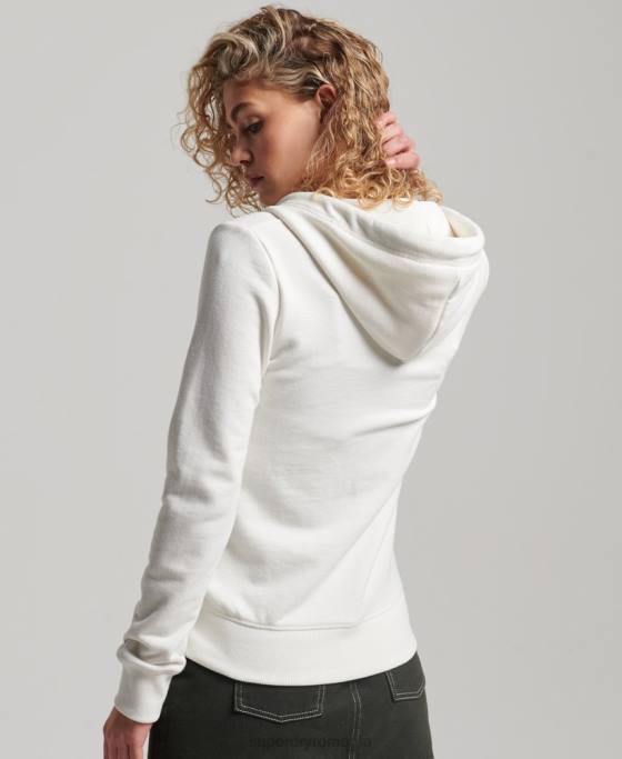 Superdry hanorac cu fermoar brodat cu logo vintage îmbrăcăminte alb femei JX0Z2244