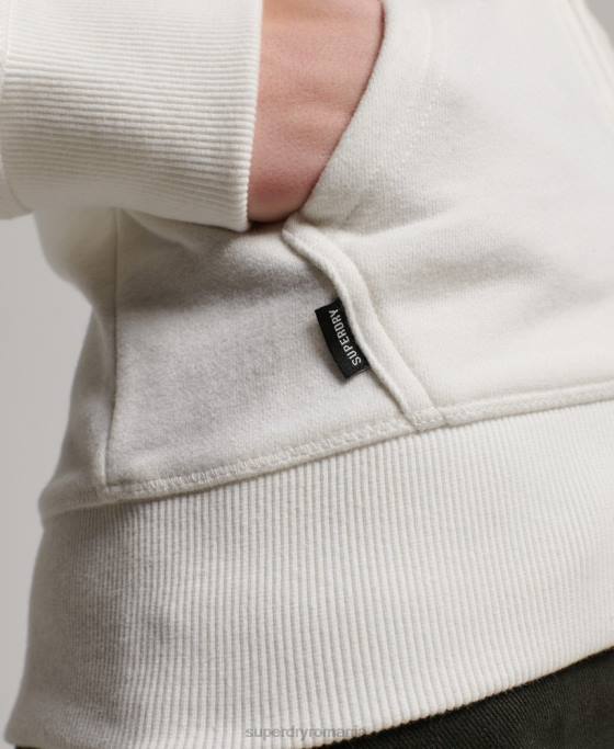 Superdry hanorac cu fermoar brodat cu logo vintage îmbrăcăminte alb femei JX0Z2244