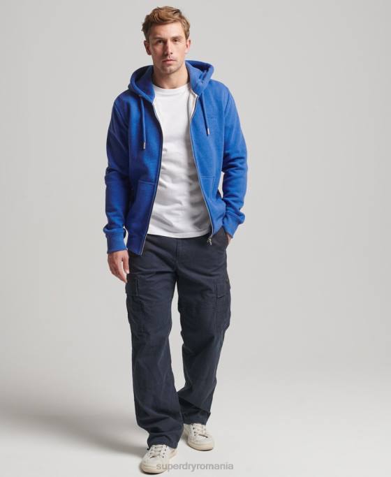 Superdry hanorac cu fermoar brodat cu logo vintage îmbrăcăminte albastru bărbați JX0Z494