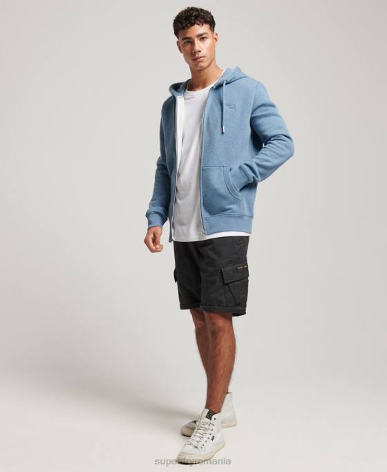 Superdry hanorac cu fermoar brodat cu logo vintage îmbrăcăminte albastru deschis bărbați JX0Z627
