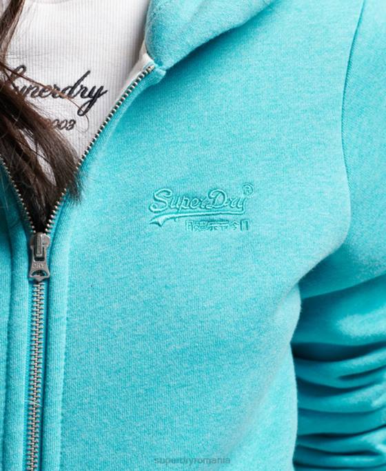 Superdry hanorac cu fermoar brodat cu logo vintage îmbrăcăminte albastru deschis femei JX0Z3348