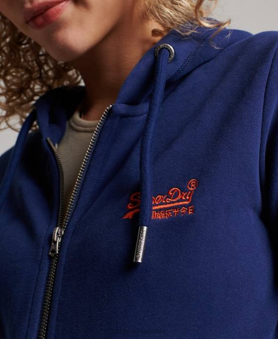 Superdry hanorac cu fermoar brodat cu logo vintage îmbrăcăminte albastru femei JX0Z2261