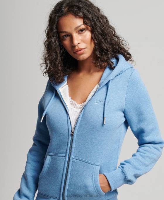 Superdry hanorac cu fermoar brodat cu logo vintage îmbrăcăminte albastru femei JX0Z3297