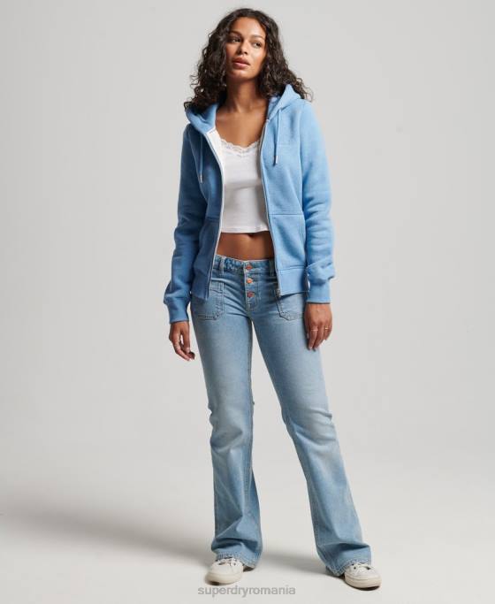 Superdry hanorac cu fermoar brodat cu logo vintage îmbrăcăminte albastru femei JX0Z3297