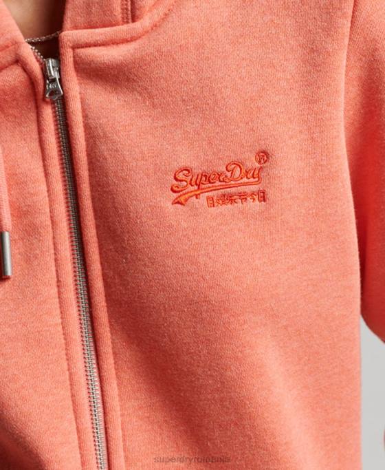 Superdry hanorac cu fermoar brodat cu logo vintage îmbrăcăminte coral femei JX0Z3388