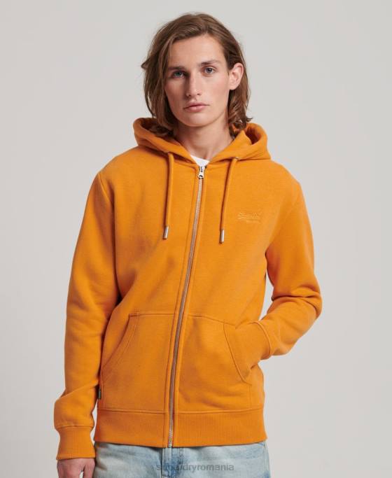 Superdry hanorac cu fermoar brodat cu logo vintage îmbrăcăminte galben bărbați JX0Z617