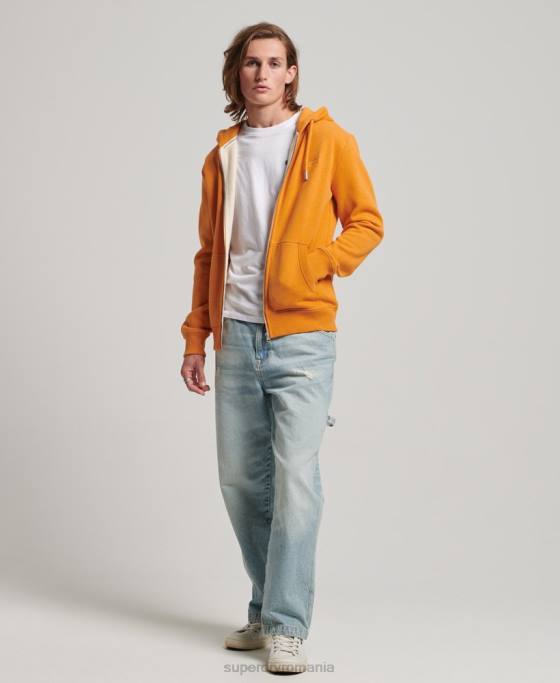 Superdry hanorac cu fermoar brodat cu logo vintage îmbrăcăminte galben bărbați JX0Z617