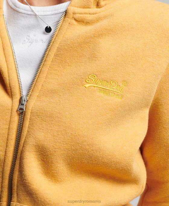 Superdry hanorac cu fermoar brodat cu logo vintage îmbrăcăminte galben femei JX0Z3331