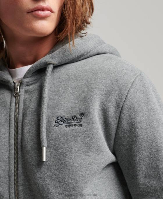 Superdry hanorac cu fermoar brodat cu logo vintage îmbrăcăminte gri bărbați JX0Z497