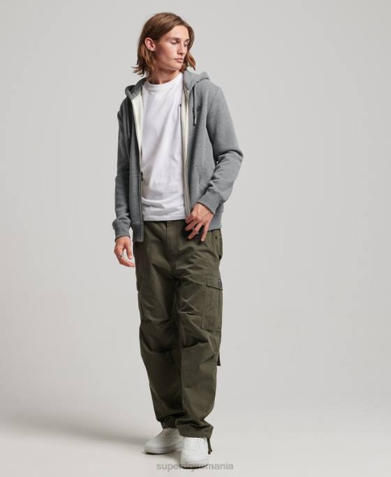 Superdry hanorac cu fermoar brodat cu logo vintage îmbrăcăminte gri bărbați JX0Z497