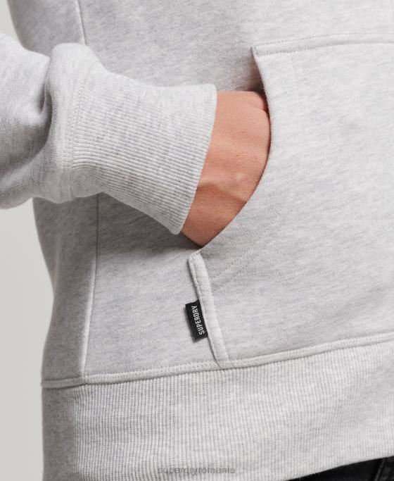 Superdry hanorac cu fermoar brodat cu logo vintage îmbrăcăminte gri deschis femei JX0Z3400