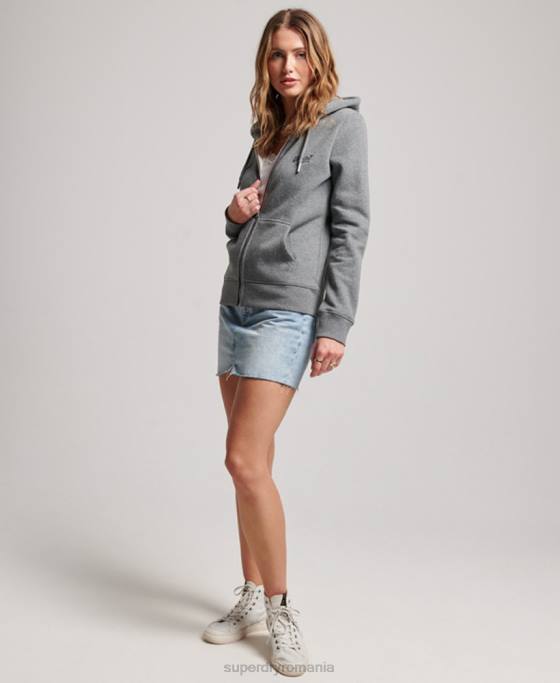 Superdry hanorac cu fermoar brodat cu logo vintage îmbrăcăminte gri femei JX0Z3335