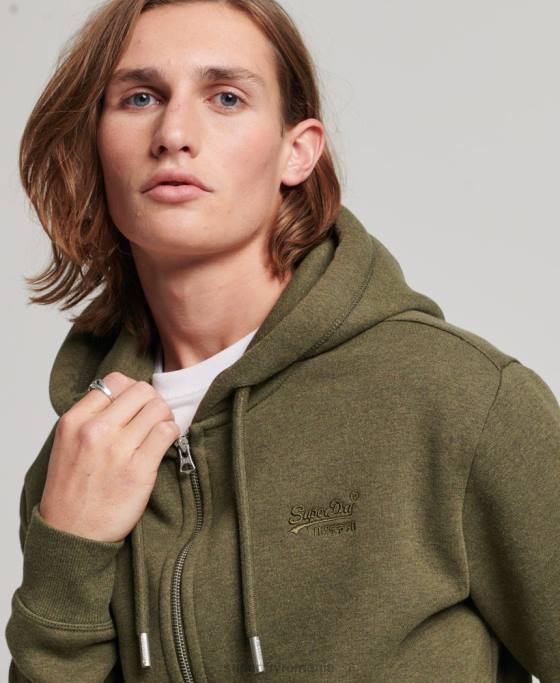 Superdry hanorac cu fermoar brodat cu logo vintage îmbrăcăminte kaki bărbați JX0Z703