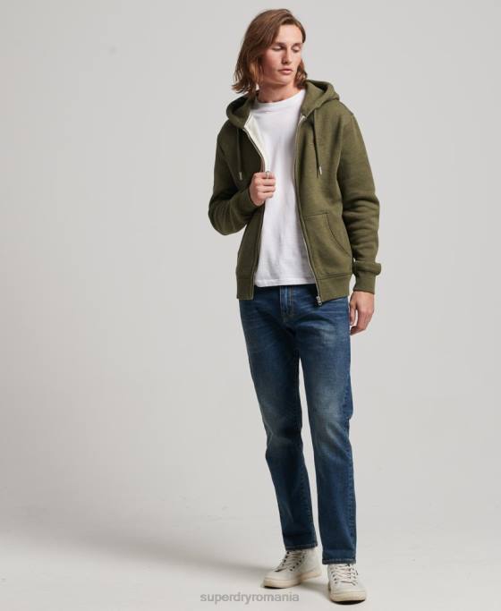 Superdry hanorac cu fermoar brodat cu logo vintage îmbrăcăminte kaki bărbați JX0Z703