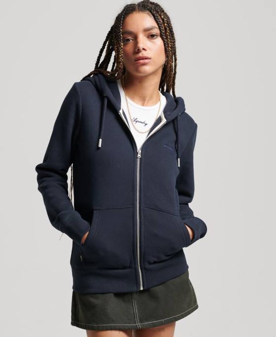Superdry hanorac cu fermoar brodat cu logo vintage îmbrăcăminte marina femei JX0Z2316