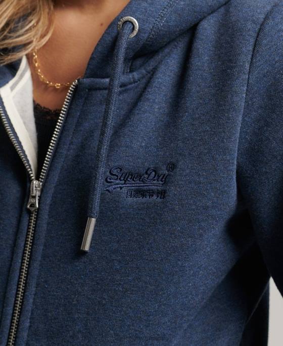 Superdry hanorac cu fermoar brodat cu logo vintage îmbrăcăminte marina femei JX0Z3324