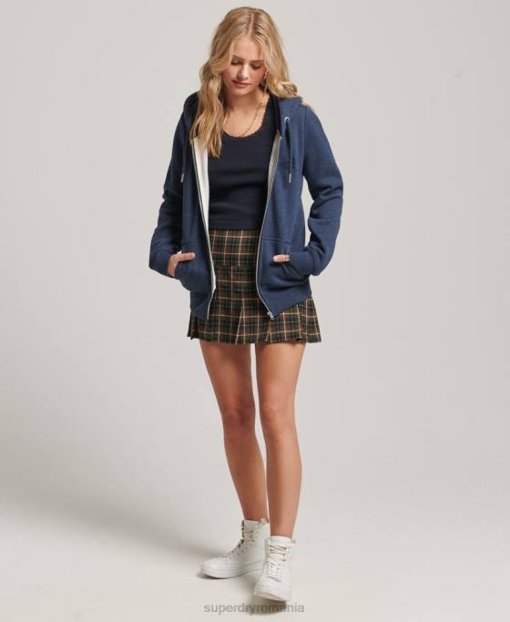 Superdry hanorac cu fermoar brodat cu logo vintage îmbrăcăminte marina femei JX0Z3324