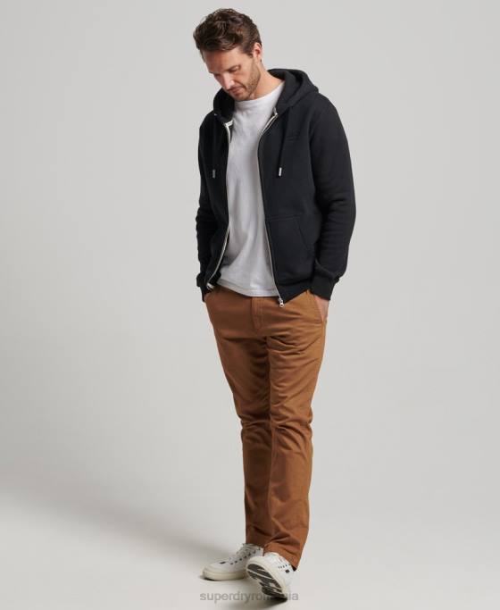 Superdry hanorac cu fermoar brodat cu logo vintage îmbrăcăminte negru bărbați JX0Z731