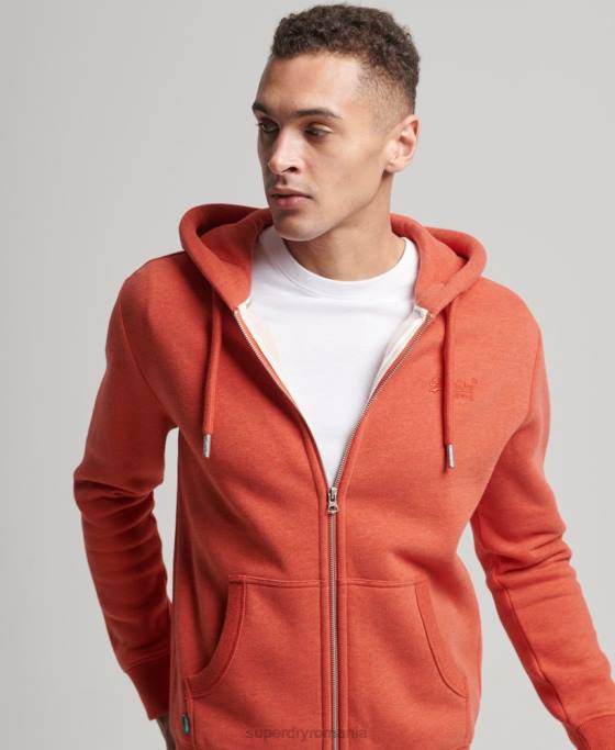 Superdry hanorac cu fermoar brodat cu logo vintage îmbrăcăminte portocale bărbați JX0Z675