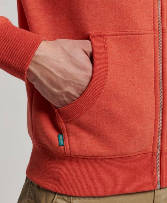 Superdry hanorac cu fermoar brodat cu logo vintage îmbrăcăminte portocale bărbați JX0Z675