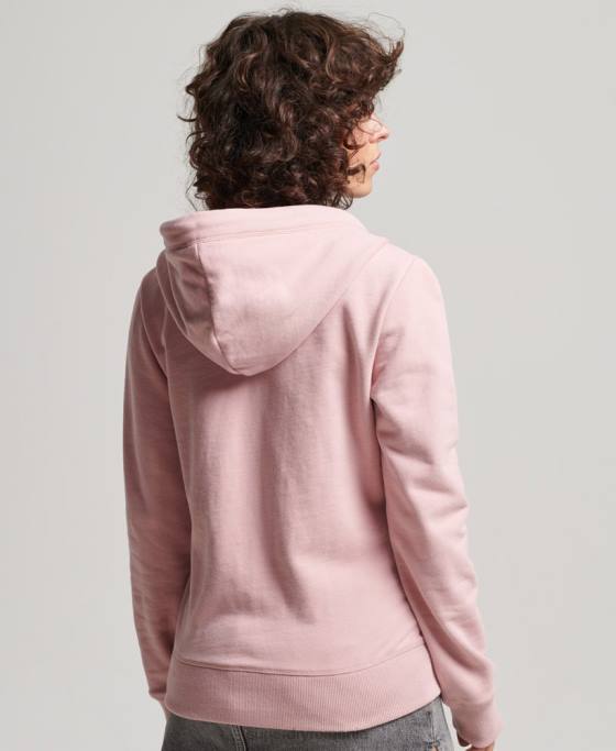 Superdry hanorac cu fermoar brodat cu logo vintage îmbrăcăminte roz femei JX0Z2300