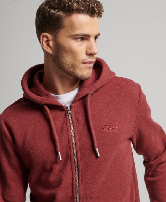 Superdry hanorac cu fermoar brodat cu logo vintage îmbrăcăminte roșu bărbați JX0Z469