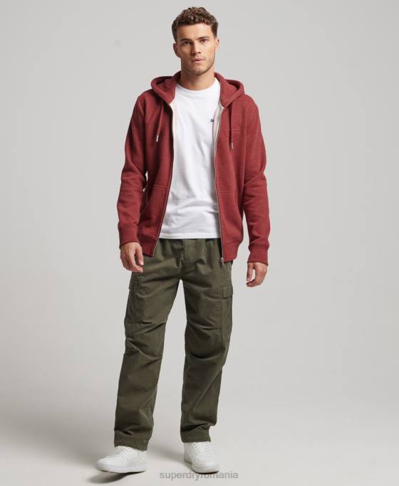 Superdry hanorac cu fermoar brodat cu logo vintage îmbrăcăminte roșu bărbați JX0Z469