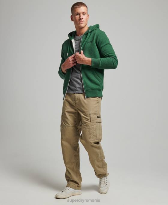 Superdry hanorac cu fermoar brodat cu logo vintage îmbrăcăminte verde bărbați JX0Z465