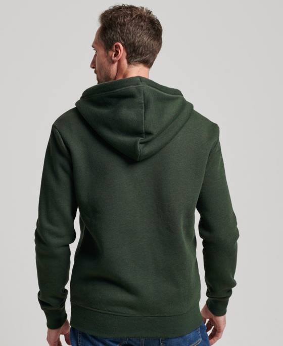Superdry hanorac cu fermoar brodat cu logo vintage îmbrăcăminte verde bărbați JX0Z487