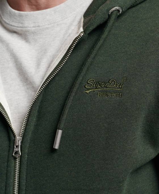 Superdry hanorac cu fermoar brodat cu logo vintage îmbrăcăminte verde bărbați JX0Z487
