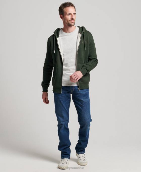 Superdry hanorac cu fermoar brodat cu logo vintage îmbrăcăminte verde bărbați JX0Z487