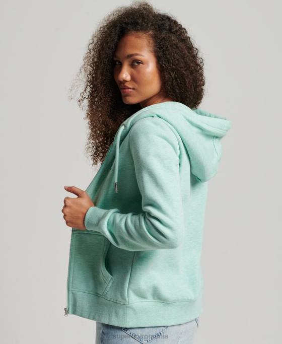Superdry hanorac cu fermoar brodat cu logo vintage îmbrăcăminte verde femei JX0Z3268