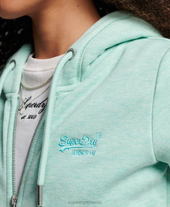 Superdry hanorac cu fermoar brodat cu logo vintage îmbrăcăminte verde femei JX0Z3268