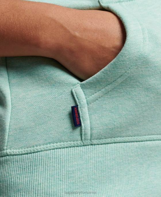 Superdry hanorac cu fermoar brodat cu logo vintage îmbrăcăminte verde femei JX0Z3268