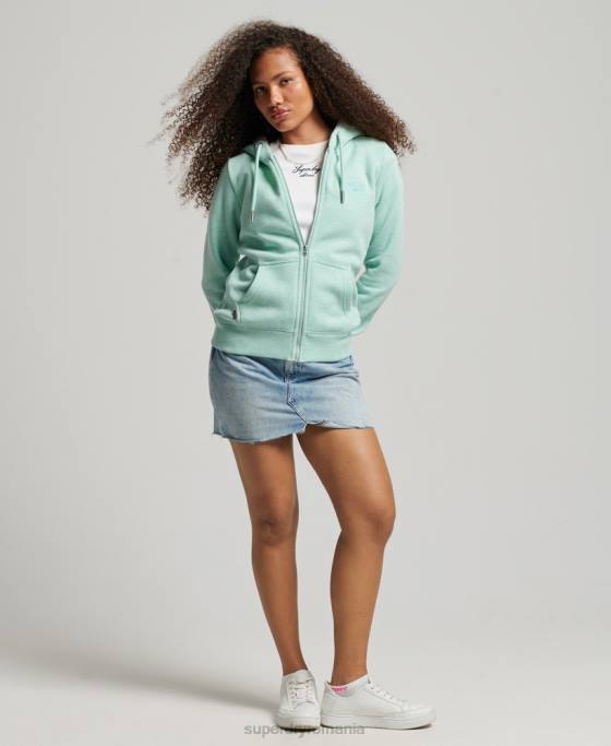 Superdry hanorac cu fermoar brodat cu logo vintage îmbrăcăminte verde femei JX0Z3268