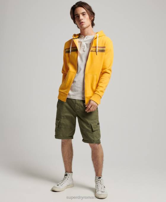 Superdry hanorac cu fermoar cali logo vintage îmbrăcăminte galben bărbați JX0Z485
