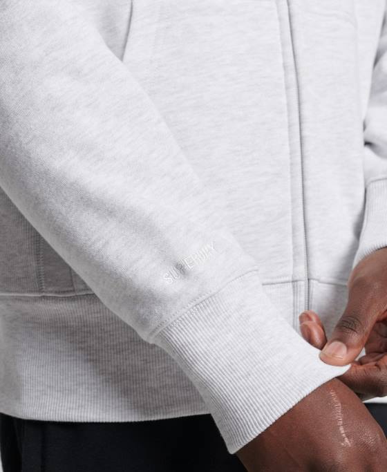 Superdry hanorac cu fermoar code essential îmbrăcăminte gri deschis bărbați JX0Z887