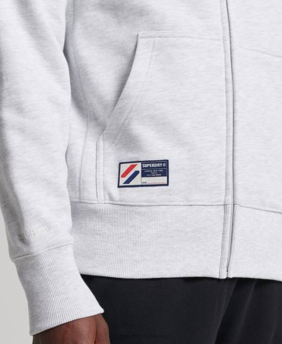 Superdry hanorac cu fermoar code essential îmbrăcăminte gri deschis bărbați JX0Z887