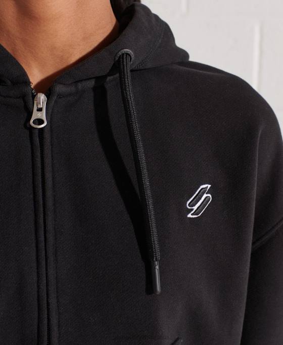 Superdry hanorac cu fermoar code essential îmbrăcăminte negru femei JX0Z5944