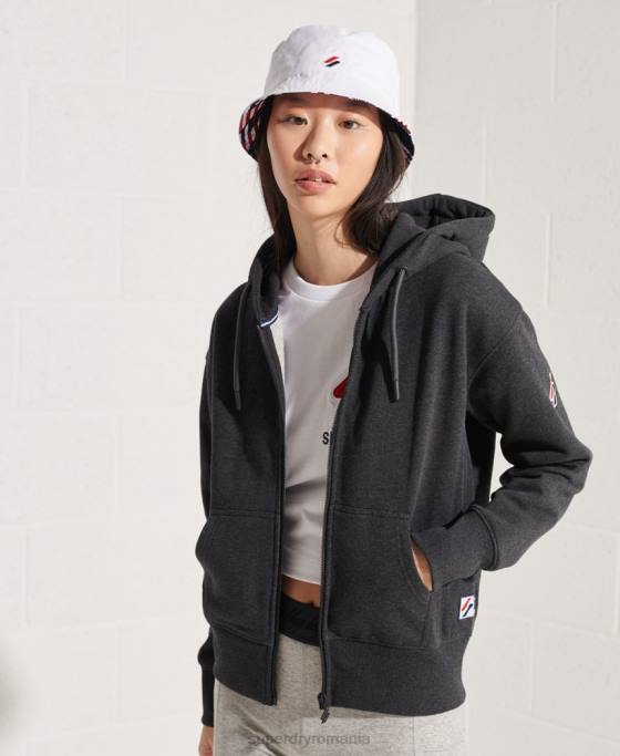 Superdry hanorac cu fermoar code sportstyle îmbrăcăminte gri inchis femei JX0Z6131