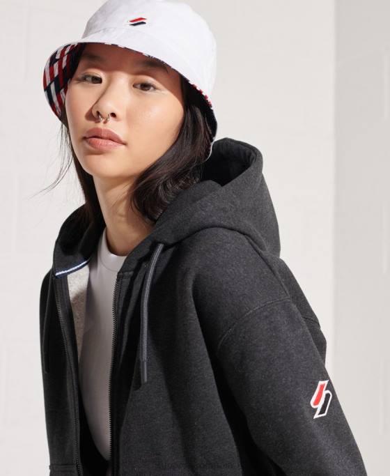 Superdry hanorac cu fermoar code sportstyle îmbrăcăminte gri inchis femei JX0Z6131