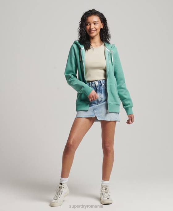 Superdry hanorac cu fermoar cu decupaj cali vintage îmbrăcăminte verde femei JX0Z2271