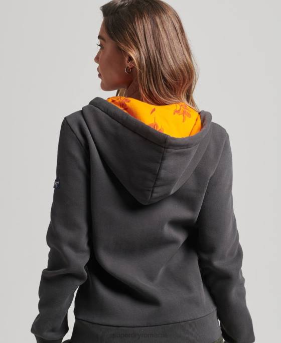 Superdry hanorac cu fermoar cu imprimeu interior îmbrăcăminte gri inchis femei JX0Z6027