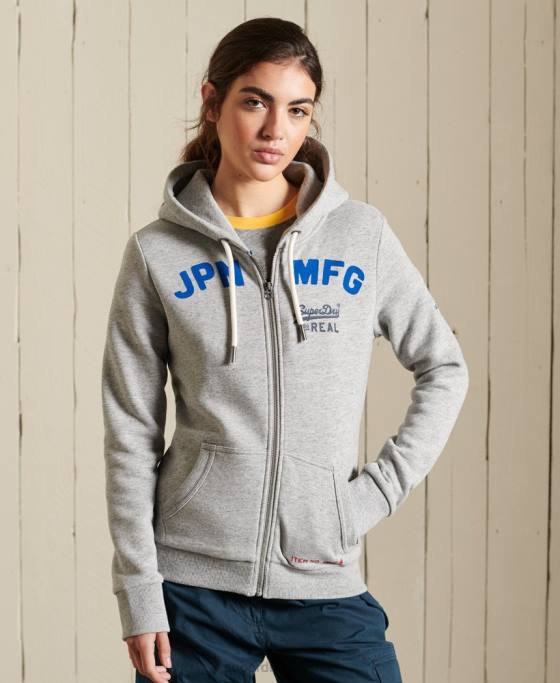 Superdry hanorac cu fermoar cu logo american clasic îmbrăcăminte gri femei JX0Z6104