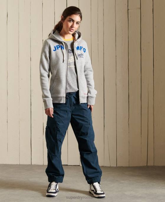 Superdry hanorac cu fermoar cu logo american clasic îmbrăcăminte gri femei JX0Z6104