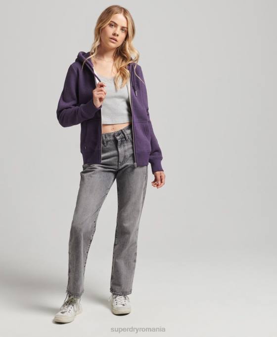 Superdry hanorac cu fermoar cu logo din bumbac organic îmbrăcăminte Violet femei JX0Z5930