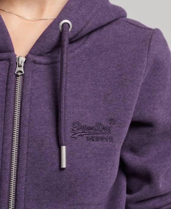 Superdry hanorac cu fermoar cu logo din bumbac organic îmbrăcăminte Violet femei JX0Z5930