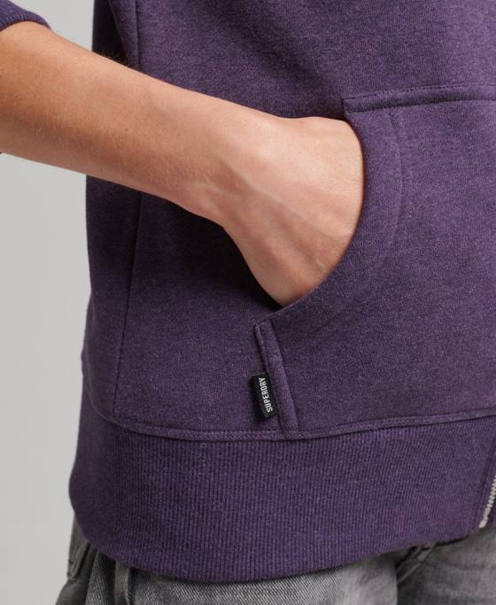 Superdry hanorac cu fermoar cu logo din bumbac organic îmbrăcăminte Violet femei JX0Z5930