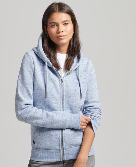 Superdry hanorac cu fermoar cu logo din bumbac organic îmbrăcăminte albastru deschis femei JX0Z5963