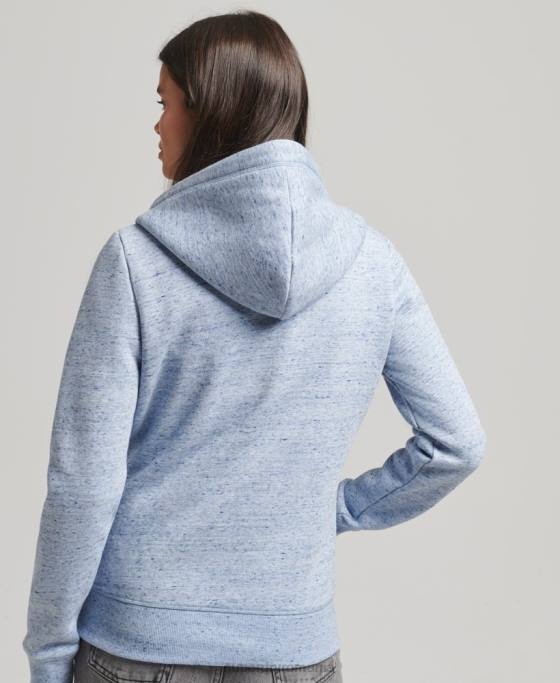 Superdry hanorac cu fermoar cu logo din bumbac organic îmbrăcăminte albastru deschis femei JX0Z5963